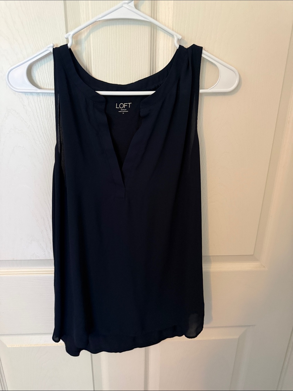 LOFT Navy Sleeveless Split V-Neck Camisole